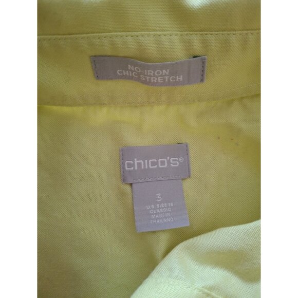 Chico's Button-Up No-Iron Chic Stretch Shirt Womens Size 3 XL Yellow - Picture 3 of 7